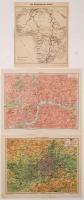 cca 1900 6 db lexikon térkép, közte Afrika vasúthálózata + 1 későbbi turistatérkép. / Vintage maps i...