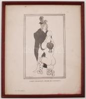 Aubrey Beardsley: Erotikus nyomat a Der Amethyst című műből, üvegezett keretben, 29x23 cm