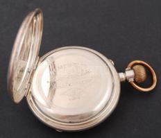 Ezüst (Ag.) több funkciós zsebóra (naptáras), jelzett, működik, bruttó:93 gr