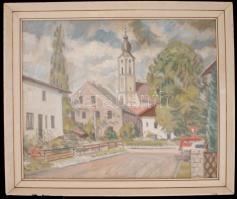 Orosz László (1928-2000): Szentendre, olaj, fa, keretben, jelzett, 56,5×69 cm