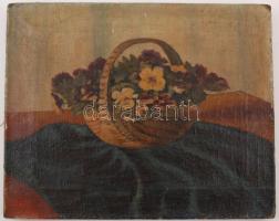 Kosztolányi jelzéssel: Csendélet virágkosárral, olaj, vászon, 36,5×45,5 cm