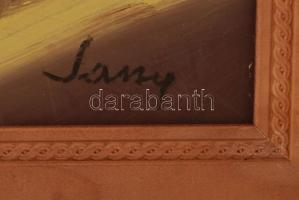 Sassy jelzéssel: Ücsörgő idős néni, olaj, vászon, fa keretben, 62×44 cm