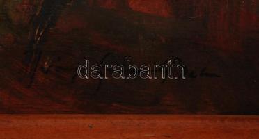 Olvashatatlan jelzéssel: Fürdőző nő, olaj, fa, keretben, 50,5×40,5 cm