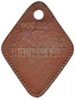 1900. "Tolna Vármegye" fém ebbárca "3129" sorszámmal (33x43mm) T:2,2- hajlott le...