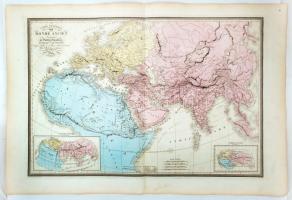 1861 E. Andriveau-Goujon: A régi világ térképe. nagyméretű térkép, acélmetszet / 1861 E. Andriveau-Goujon: Etched map of the World. 100x70 cm