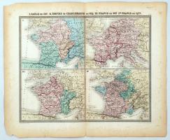 1850 Franciaország a történelem során nagyméretű térkép E. Andriveau-Goujon. Acélmetszet. / 1860 E. Andriveau-Goujon: Etched map of France 44x54 cm