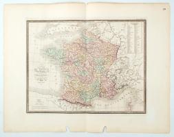 1860 Franciaország és provinciái nagyméretű térkép E. Andriveau-Goujon. Acélmetszet. / 1860 E. Andriveau-Goujon: Etched map of France and its provinces 70x110 cm