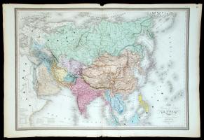 1861 E. Andriveau-Goujon: Ázsia nagyméretű térképe színezett acélmetszet / 1861 E. Andriveau-Goujon: Etched map of Asia. 70x110 cm