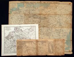cca 1880-1920 4 db közlekedési térkép, közte Németország gőzhajó térképe / 4 traffic maps