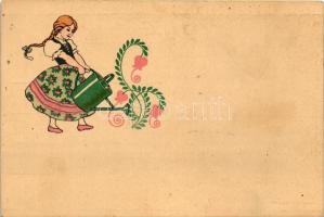 Magyar grafikai folklór lap / Hungarian folklore - 4 db régi képeslap / 4 old postcards