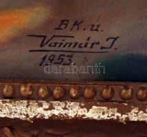 Vaimár jelzéssel: Szerenád, olaj, vászon, díszes fa keretben, 54×76 cm