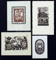 Fery Antal (1908-1994): 4 db különféle metszet, egy jelzett a dúcon ("FA"), legkisebb: 8x5cm, legnagyobb 7x12cm,