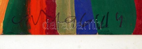 Németh Miklós (1934-2012): Fiatalok, akvarell, papír, jelzett, üvegezett fa keretben, 32×19 cm