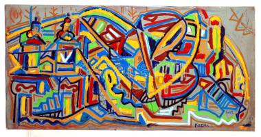 Kozma István (1937- ): Nagybányai táj, olaj, vászon, jelzett, 50×100 cm