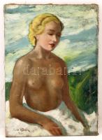 Olvashatatlan jelzéssel: Női félakt, olaj, vászon, jelzett, 70×50 cm