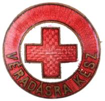 ~1970-1980. "Véradásra kész" zománcozott tombak jelvény (22mm) T:2