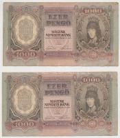 1943. 1000P (2x) sorszámkövetők T:I-,II (hajtatlanok) folt