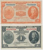 Holland Kelet-India 1943. 50c + 1G T:III Netherlands East Indies 1943. 50 Cents + 1 Gulden C:F