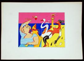 Farsang Sándor (1945-): Matróz. Szitanyomat, papír, jelzett, 28×45 cm