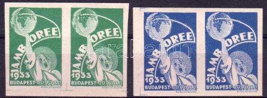 1933. Jamboree kék és zöld színű levélzáró párokban / Jamboreevignette grün und blau Paare