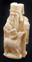 Keleti istenség, csontőrleményből készült kisméretű szobor, jelzés nélkül, alján sérült, m: 7,5 cm