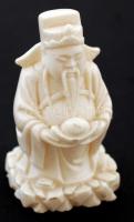 Keleti istenség, csontőrleményből készült kisméretű szobor, jelzés nélkül, m: 5,5 cm