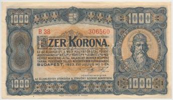 1923. 1000K "Magyar Pénzjegynyomda Rt. Budapest" T:II