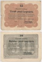 1849. 15Kr + 30Kr "Kossuth bankó" T:III,III-