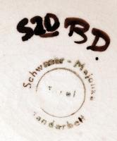 Szobd majolika tányér, kézzel festett, jelzett, hibátlan, 20cm