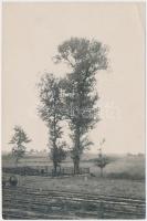 cca 1930 Kiskunfélegyháza, Pronay-sír a vasúti sínek mentén, pecséttel jelzett, feliratozott fotó Kerny István (1879-1963) hagyatékából, 17x11 cm