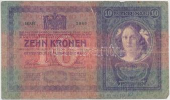 1904. 10K piros "Magyarország" bélyegzővel T:III- szakadás