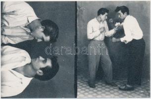 cca 1940 Hajdú János csongárdi fényképész műtermi felvétele egy kis bunyóról, korabeli üveglemez negatívról készül későbbi másolat, 9x14 cm