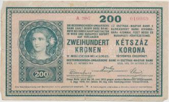 1918. 200K "A 2087" sima hátlappal T:IV ragasztott