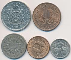 Sierra Leone 1964-1984. 1/2c-20c (5xklf) fémpénz T:2,2- Sierra Leone 1964-1984. 1/2 Cent - 20 Cents (5xdiff) metal coins C:XF,VF