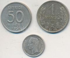 Vegyes: 1939. 1P Ag + Svédország 1956. 50ö Ag + Venezuela 1954. 25c Ag T:2,2-