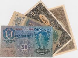 1913. 20K piros "Deutschösterreich" felülbélyegzéssel + 1915. 10K + 1920. 10K + 20K T:I-,I...