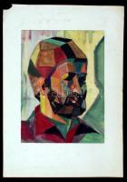 SZJ jelzéssel: Férfi portré. Akvarell, papír, 40×30 cm, hátoldalán két jelzés nélküli akvarell