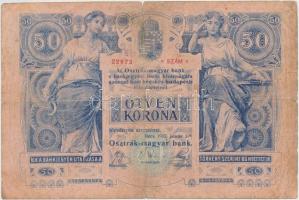 1902. 50K felülbélyegzés nélkül T:III-,IV szakadás
Adamo K23