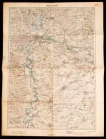 1914 Szeged katonai térkép, M. Kir. Állami Térképészet, mérték 1:200,000,hajtogatva,62x47cm