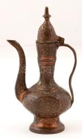 Kisméretű, keleti motívumos bronz kávés/teás kancsó, m: 16 cm