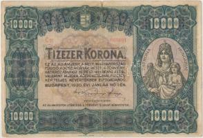 1920. 10.000K "Orell Füssli Zürich" piros sorozat- és sorszámmal T:III- szakadás