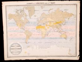cca 1861 A légköri áramlatok térképe. Acélmetszetű térkép. Andriveau-Goujon. / cca 1860 Etched map of the air currents 55x70 cm