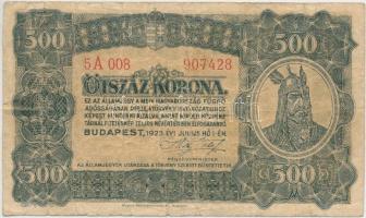 1923. 500K "Magyar Pénzjegynyomda Rt. Budapest" T:III- Adamo K34