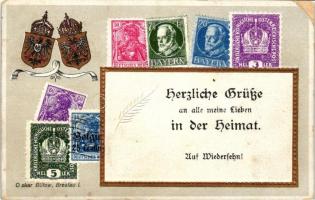 Herzliche Grüsse an alle meine Lieben in der Heimat / German Reich set of stamps (EK)
