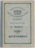 Budapest 1941. "Magyar Királyi Postatakarékpénztár Budapest" betétkönyv kitöltött oldalakkal és pecsétekkel