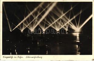 Wilhelmshaven, battle ships in the port, headlights exercise, night (Rb)