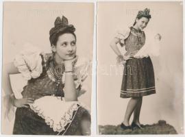cca 1935 Heltai Sándorné, szül. Szeiler Rózsika táncosnő két műtermi fotója, nyersnyomat felirattal, 18x12 cm