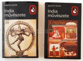 Baktay Ervin: India művészete 1-2. köt. Bp., 1981, Képzőművészeti Alap Kiadóvállalata (Képzőművészeti zsebkönyvtár). Papírkötésben, műanyag védőborítóval, az első kötet kissé vetemedett állapotban.