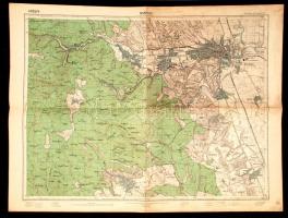 1928 Miskolc térkép, M. Kir. Állami Térképészet, mérték 1:25,000,hajtogatva,64x86cm