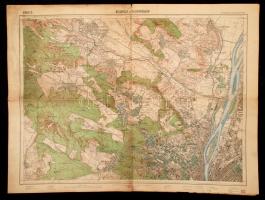1926 Budapest és Pilisvörösvár térkép, M. Kir. Állami Térképészet, mérték 1:25,000,hajtogatva,64x86cm